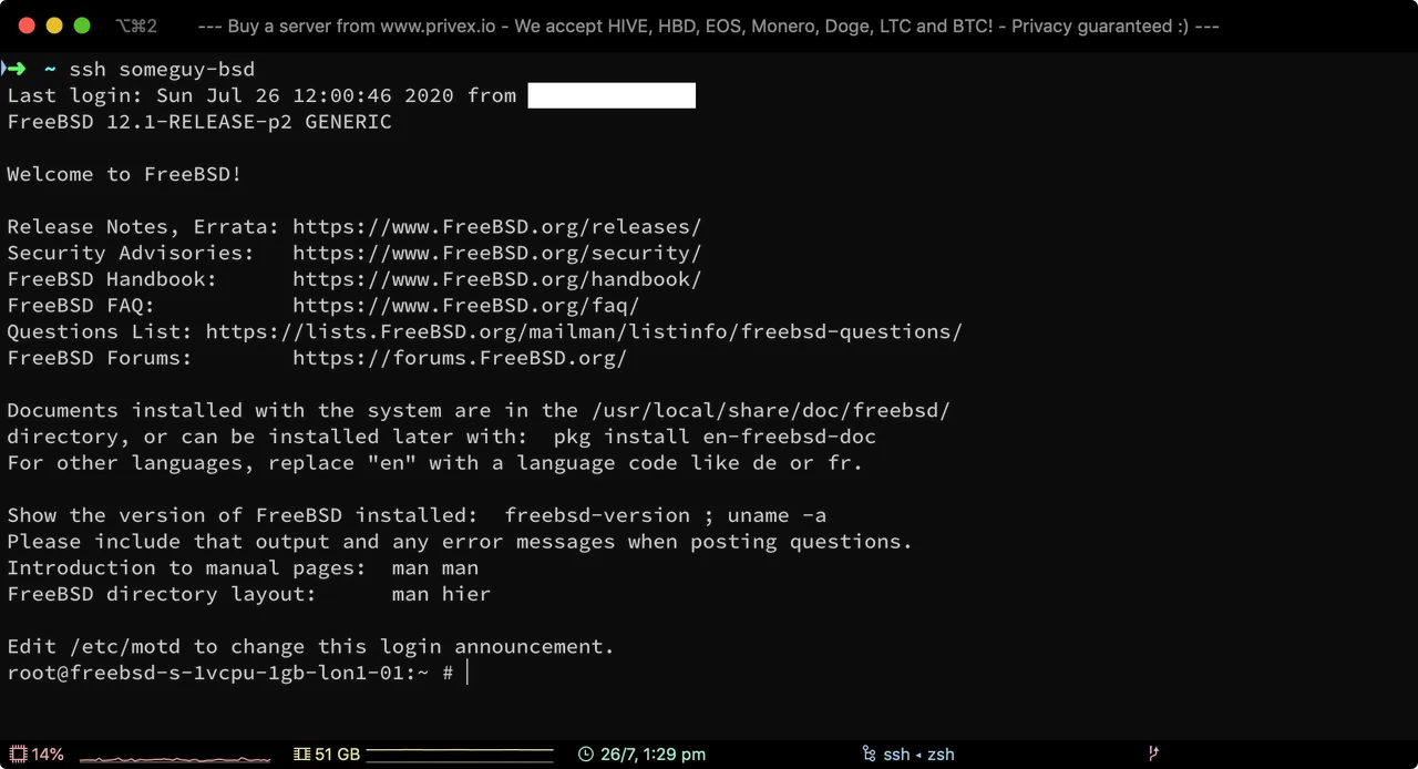 Screenshot of SSH using configured alias