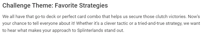 FAVORITE STRATEGY weekly challenge