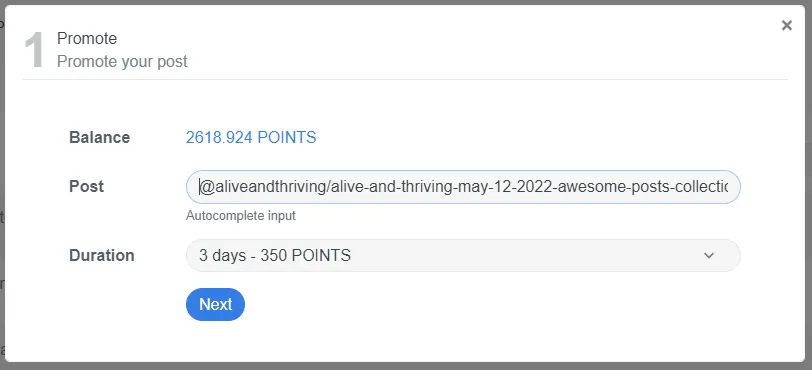 Promote for as little as 150 points for 1 day or 1000 points for 14 days.PNG