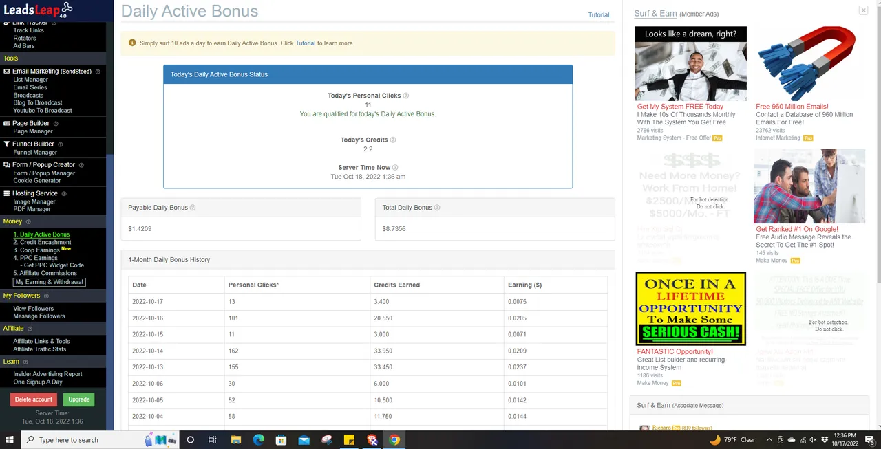 LeadsLeap Proof of Work 10-17-22.PNG