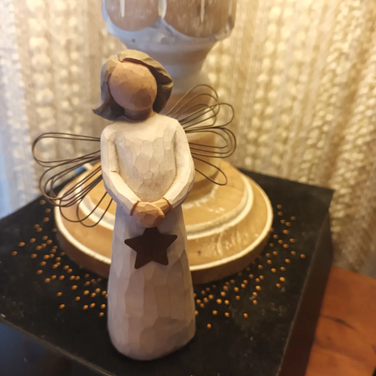 An angel gift from another angel after The Husband died. She sits next to me every evening