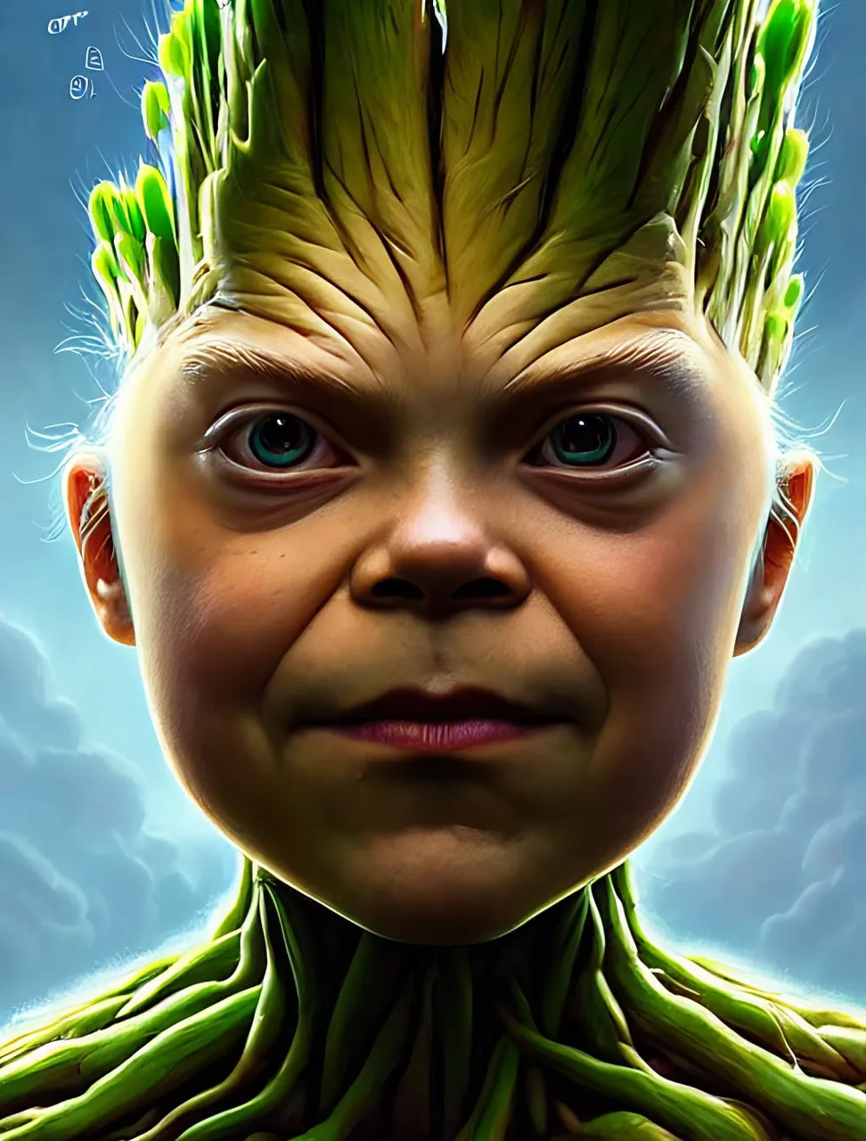 symmetry!! portrait of  Greta Thunberg as Groot (4).jpg