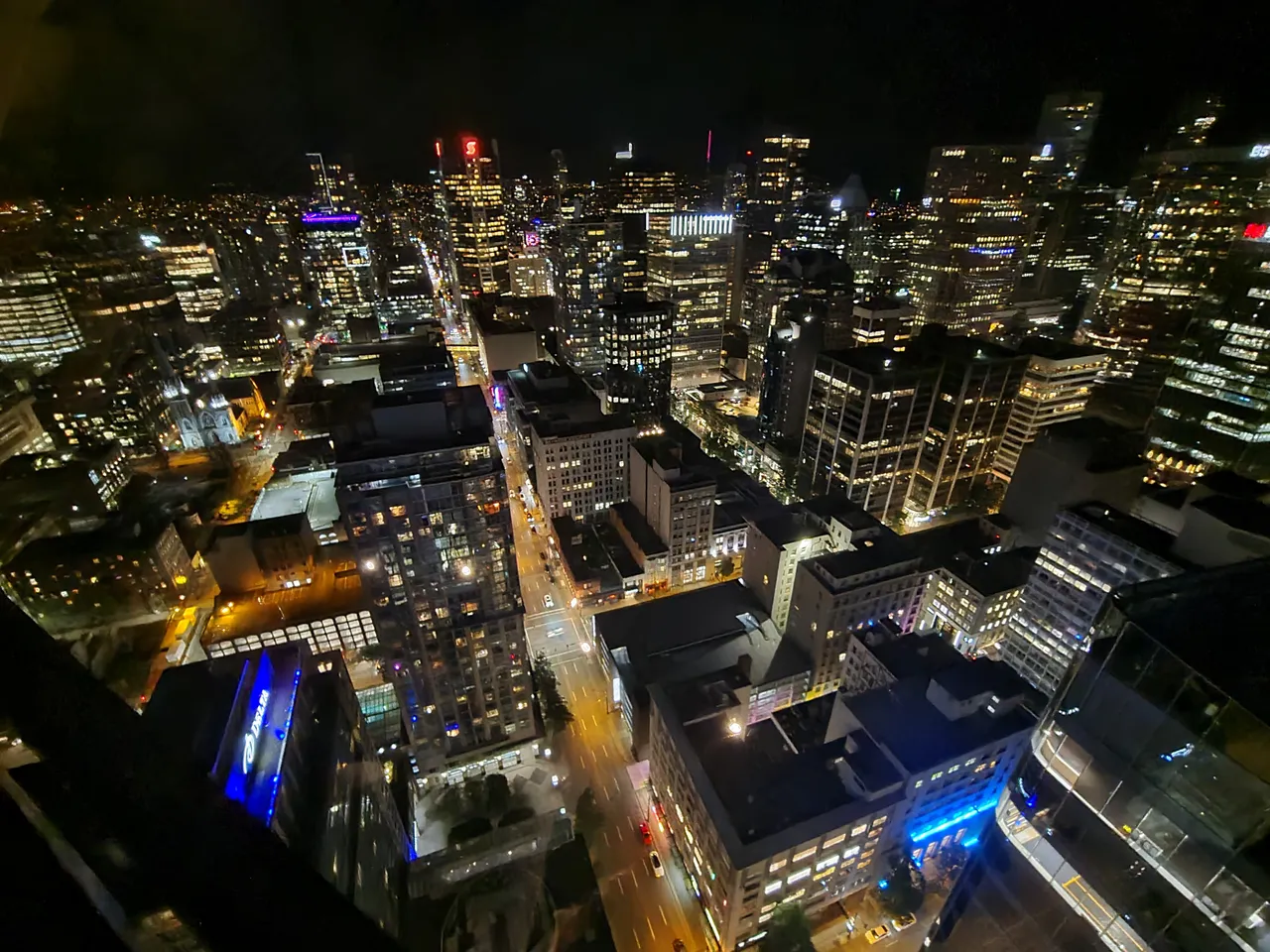photo of downtown towards Granville District at night