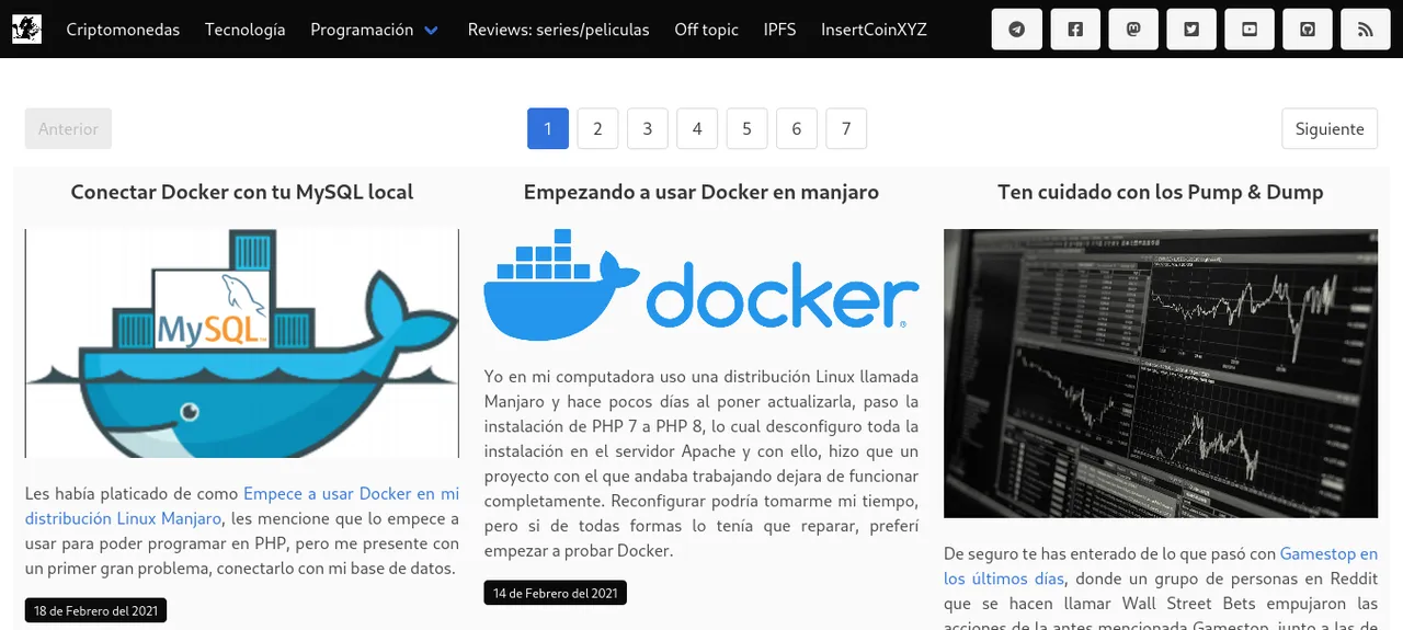 Mi web actualmente