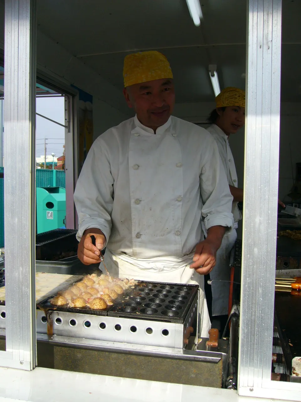 363 - Lunch at Suzuka - 蛸焼 (Takoyaki) - Octopus 🐙 in bread 🍞, balled up. The art of making one is something else. My Japanese co-worker didn't warn me about the molten bread lava inside.  Pretty sure I still have a scar on my tongue from that first time!