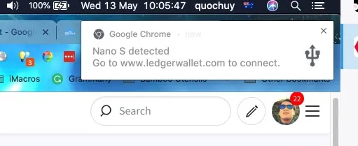 Chrome detecting the USB Ledger Nano S