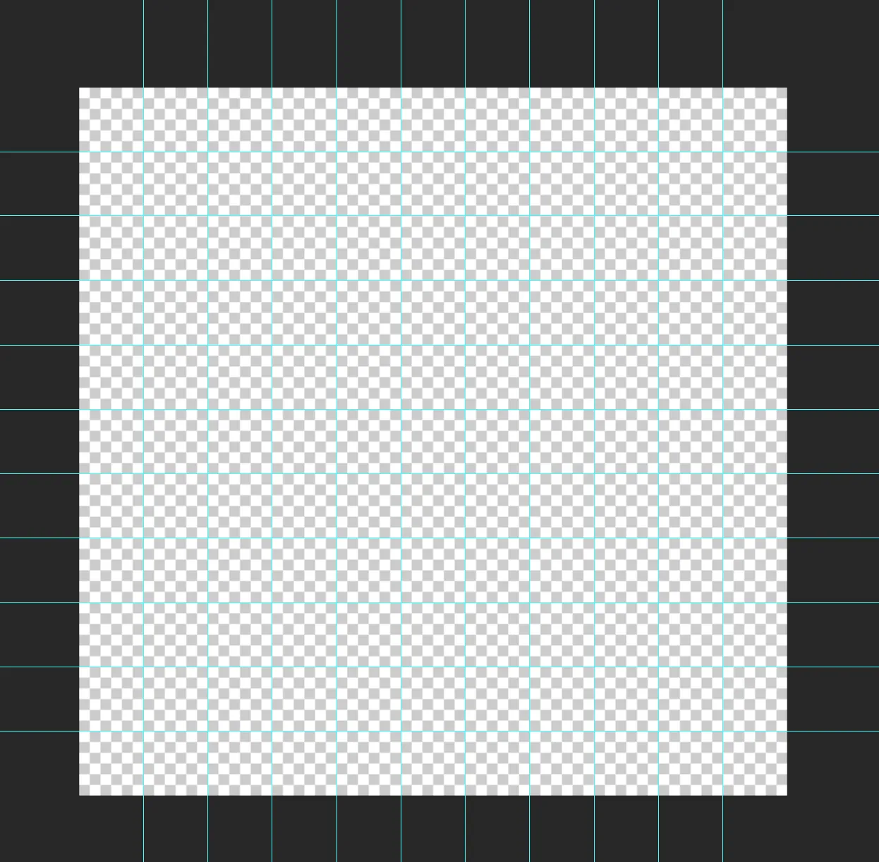 Sprite grid with guidelines