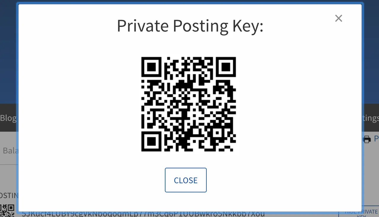 QR code of private key