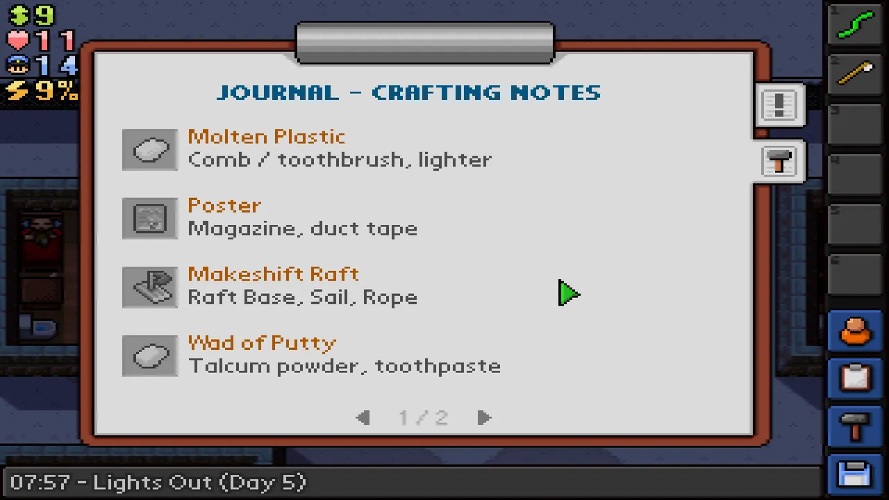 the escapist crafting notes