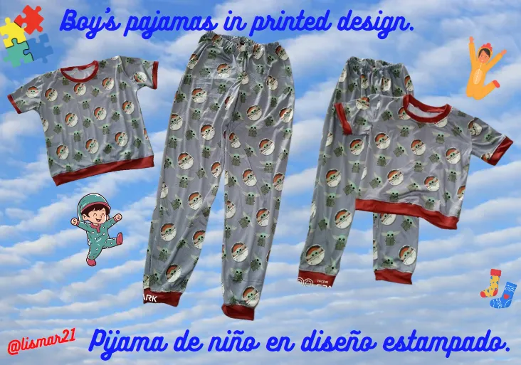 (ENG-ESP)🧍 Boy's pajamas in printed design. 🧍 Pijama de niño en diseño estampado. 🧍