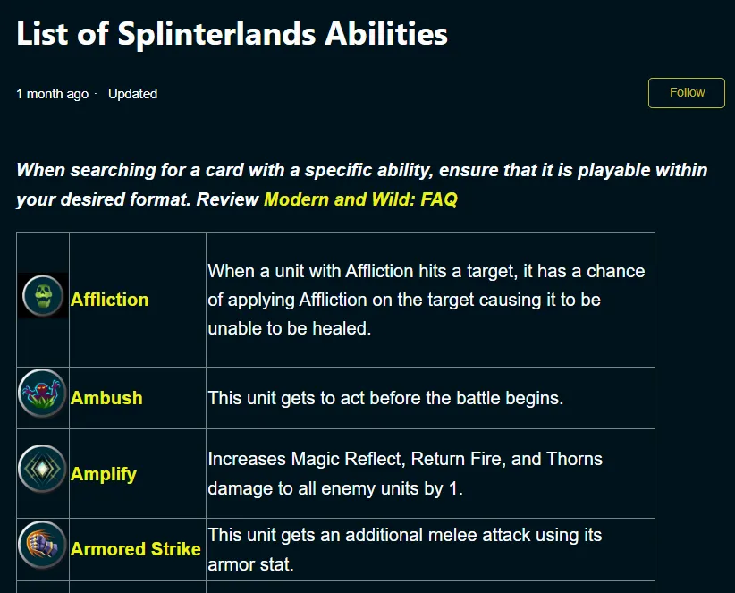 List of Splinterlands Abilities