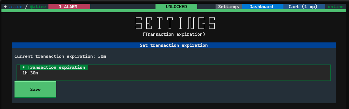 Transaction Expiration in TUI