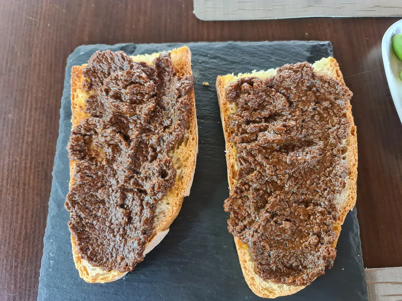 Matachana blood sausage toast starter (it’s a unique kind of blood sausage from León that it’s eaten out of its casing -they don’t wrap it-, warm and spread on a toast - locals call it ”the caviar from Picos de Europa” (€4.50) (2).
