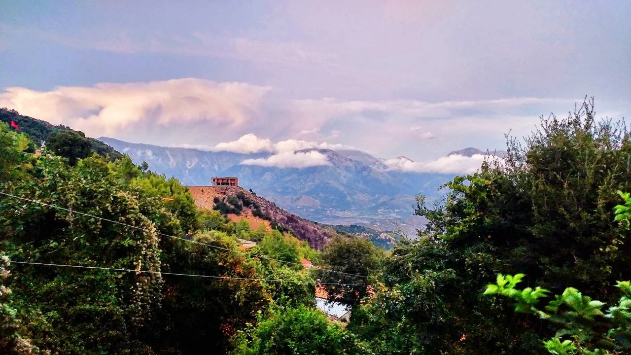 On the middle left on the hill: One of the ruins from the communist era