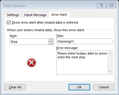 data validation in Excel