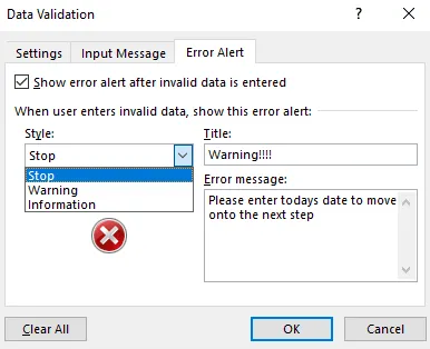 data validation in Excel