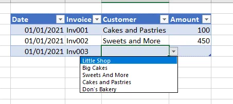 data validation in Excel
