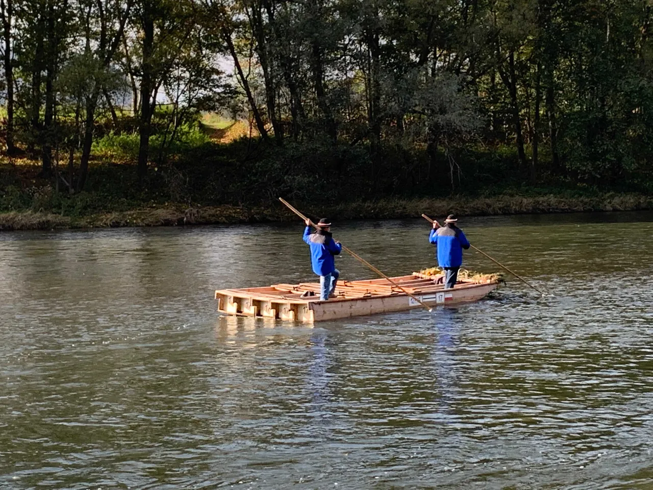 Traditional wooden raft on Dunajec river, Poland/Slovakia