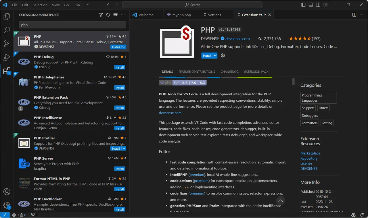 PHP-extension-for-Vscode