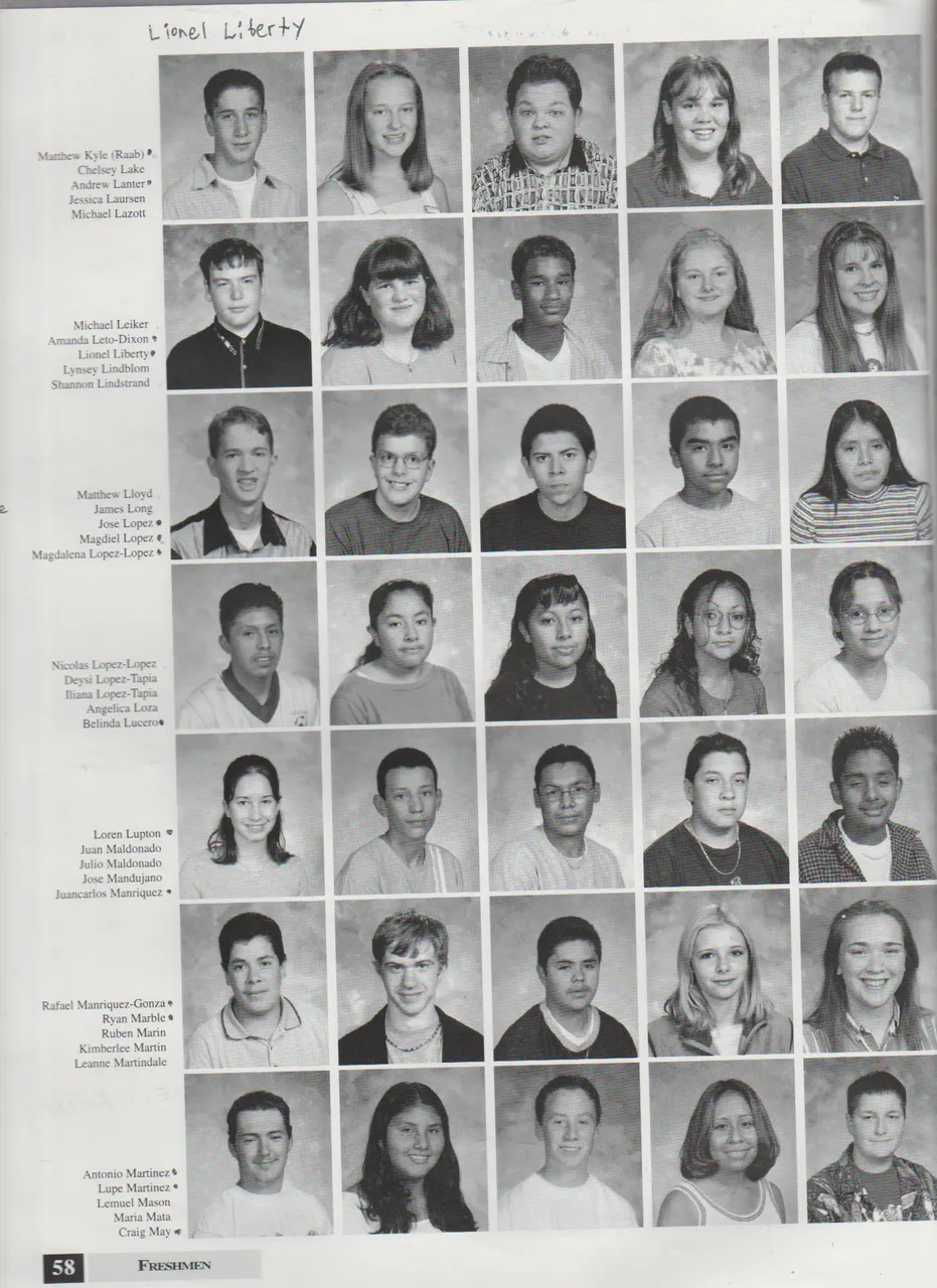 2000-2001 FGHS Yearbook Page 58 Lionel Liberty, Jose Lopez, Belinda Lucero.png