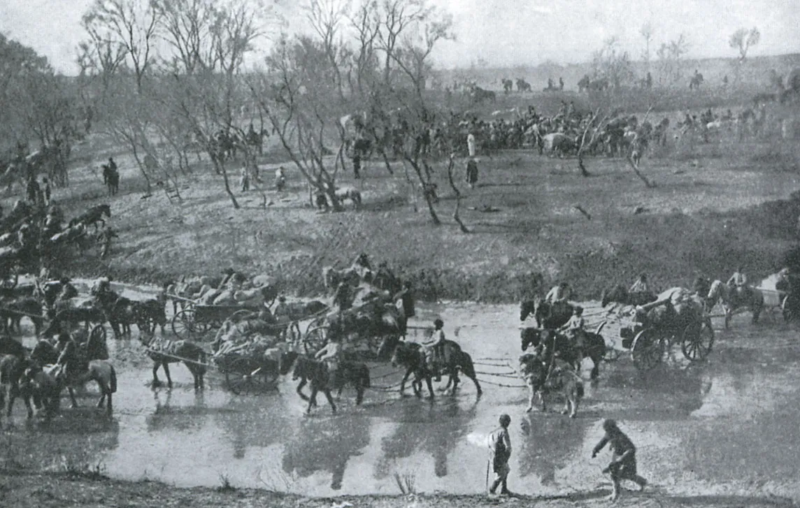 russojapanese war Retreat of the Russian Army_after_the_Battle_of_Mukden P. F. Collier  Son 1905 free.jpg