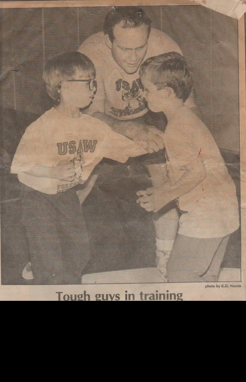 1992 maybe - Joey Drawing on back of wrestling in the newspaper at FGHS-1.png