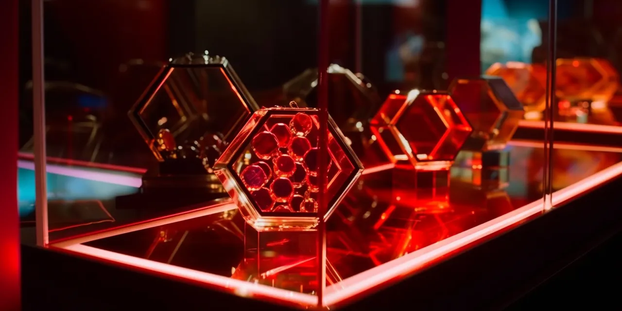 ackza_red_hexagon_honeycomb_shaped_jewlery_pieces_under_a_glas_d069aaed-8518-440c-98fb-28cac3f06fd3.png