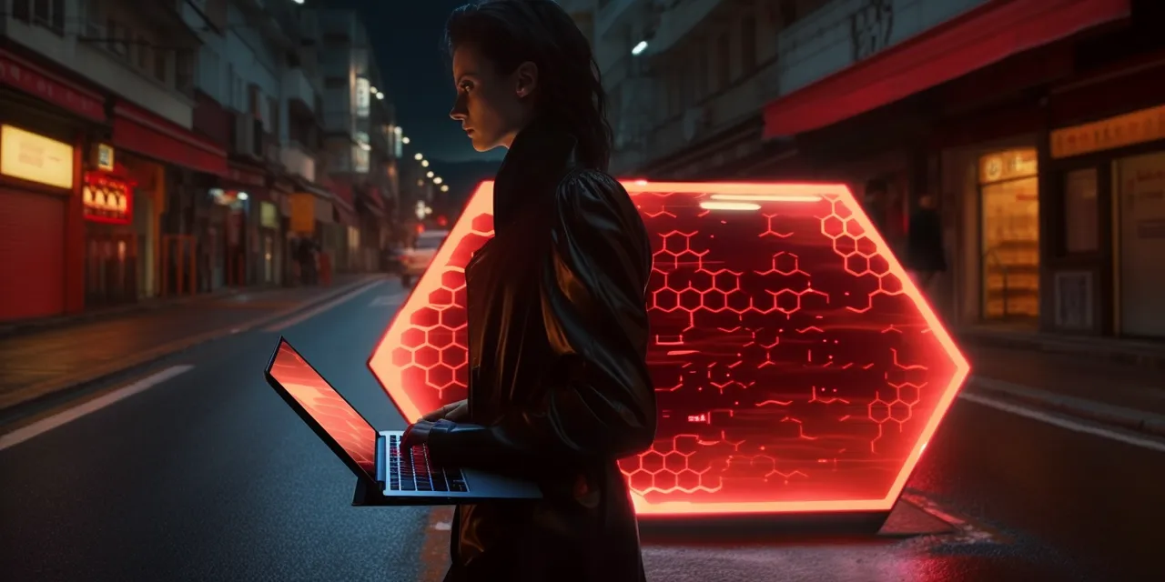 ackza_woman_in_street_with_red_hexagon_honeycomb_laptop_._gian_3a7a4415-6b9f-488d-a42c-b9775dbe9f17.png
