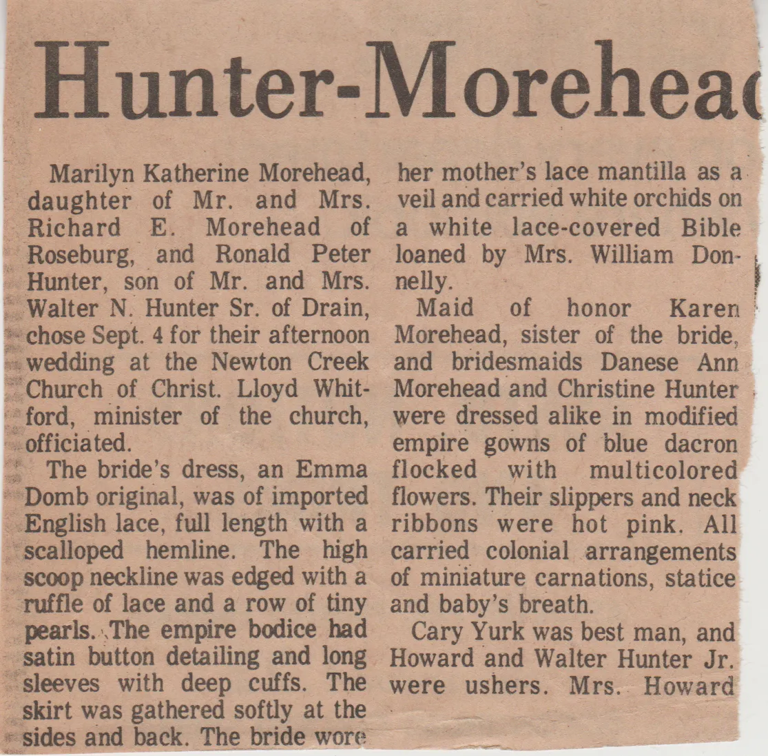 1971-09-04 - Saturday - Wedding at Newton Creek Church of Christ, Newspaper-2.png