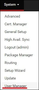 pfsense user manager menu