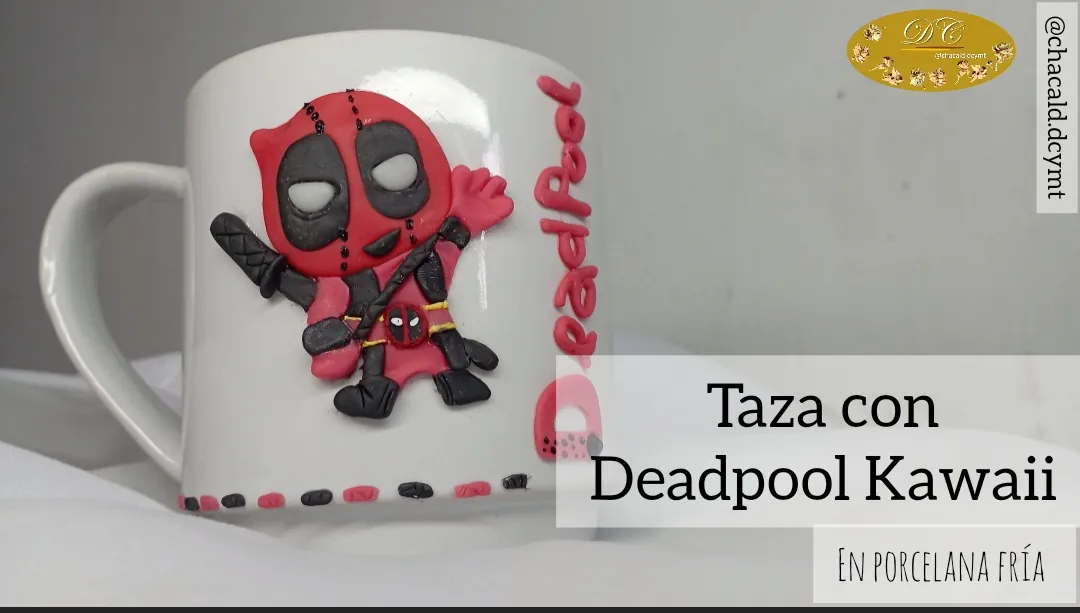 Deadpool Kawaii en porcelana fría, decoremos una taza DIY [Esp-Eng]