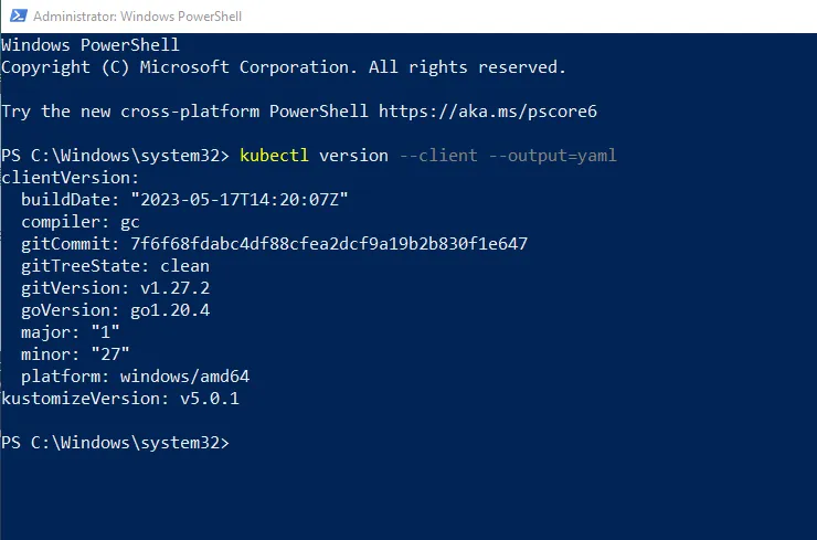 Check-kubectl-version-in-PowerSehll