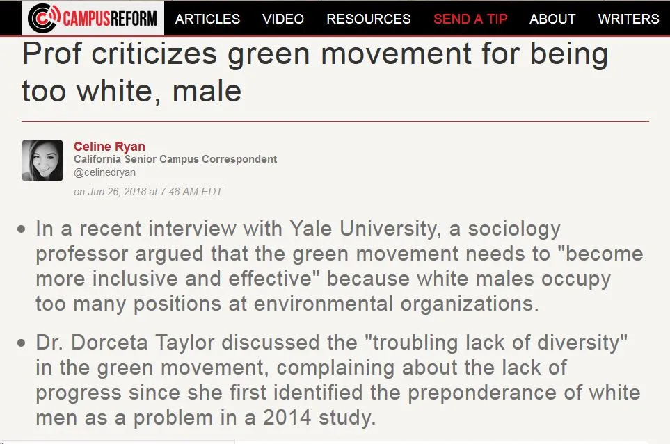 Prof criticizes green movement for being too white.JPG