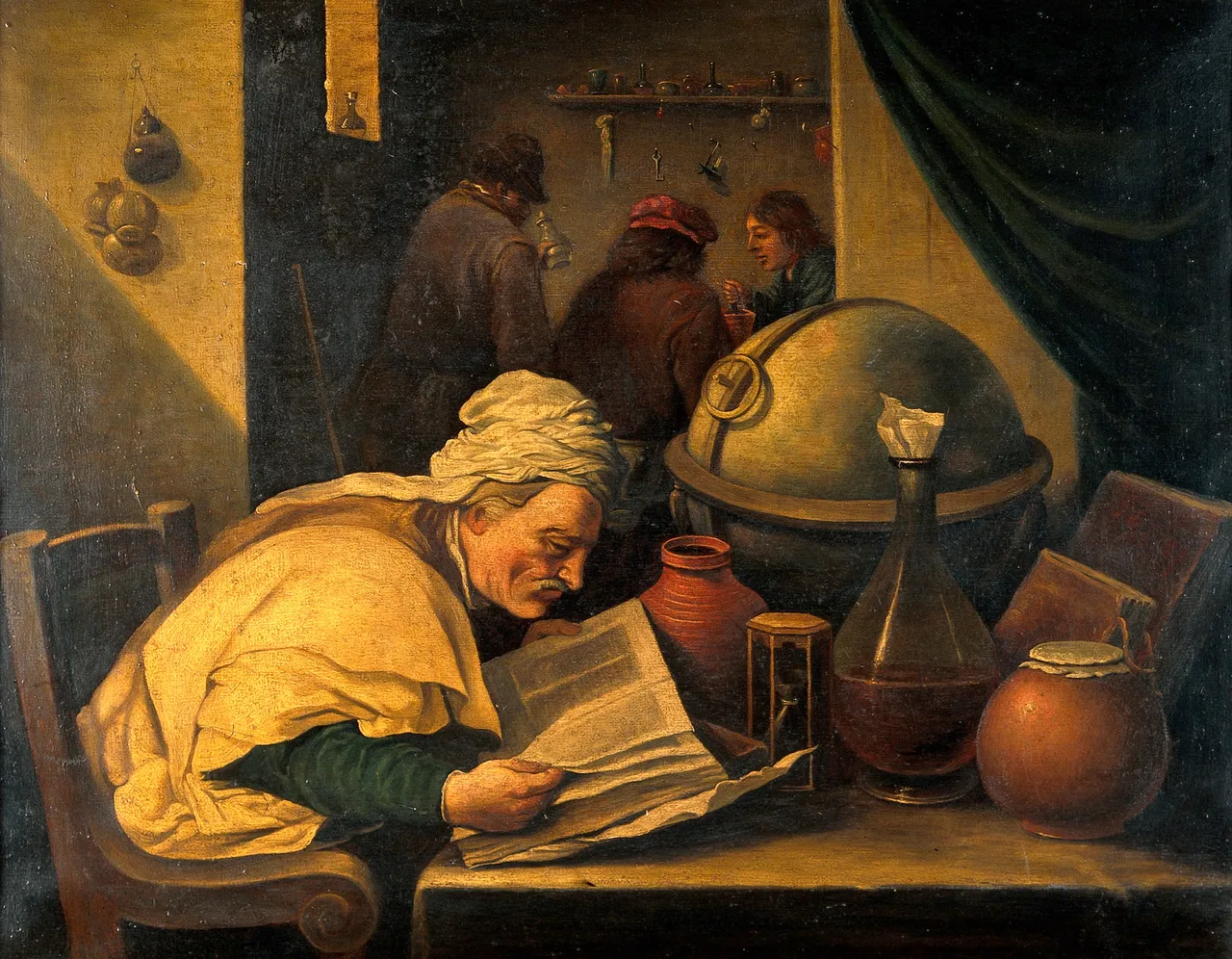 An_alchemist_in_his_laboratory._Oil_painting_by_a_follower_o_Wellcome_V0017679.jpg