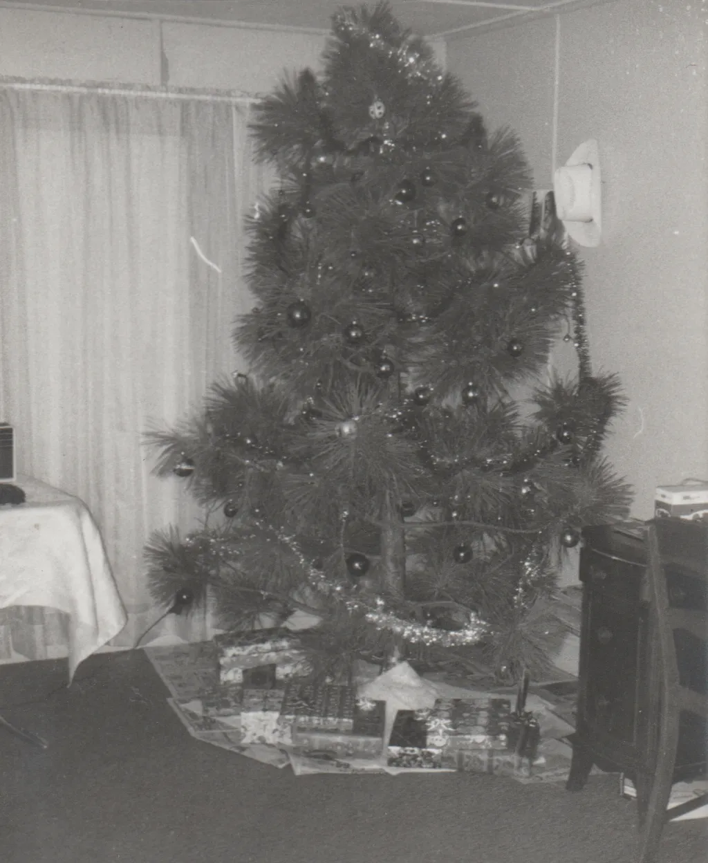 1960's maybe of a Christmas tree in black and white.jpg