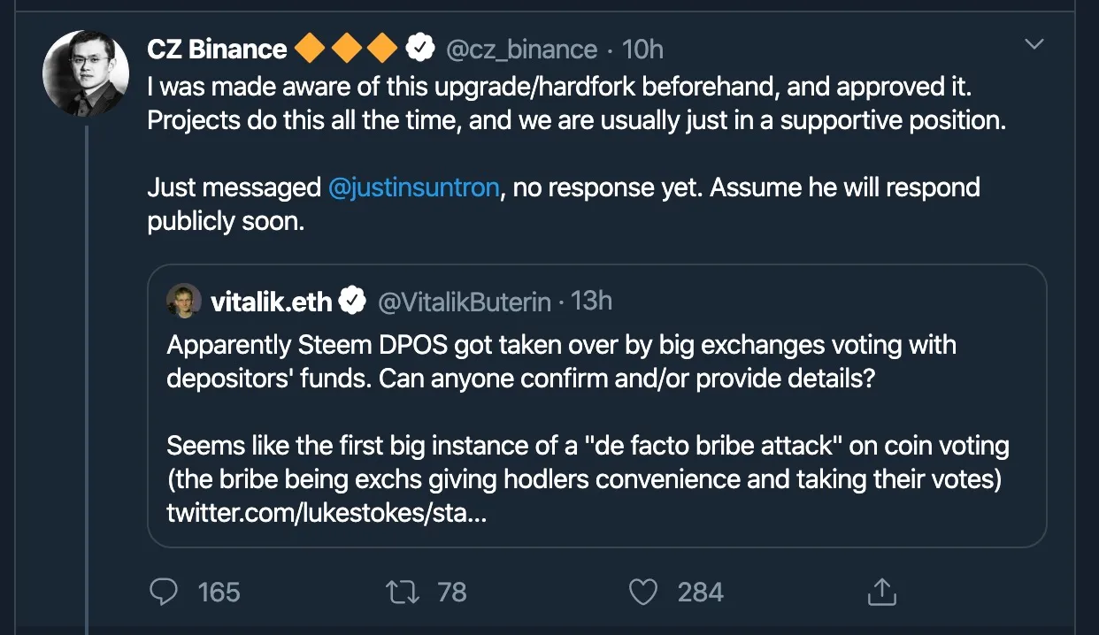 Vitalik got involved in the tweet chain