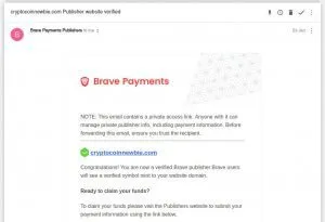 brave payments confirmation email