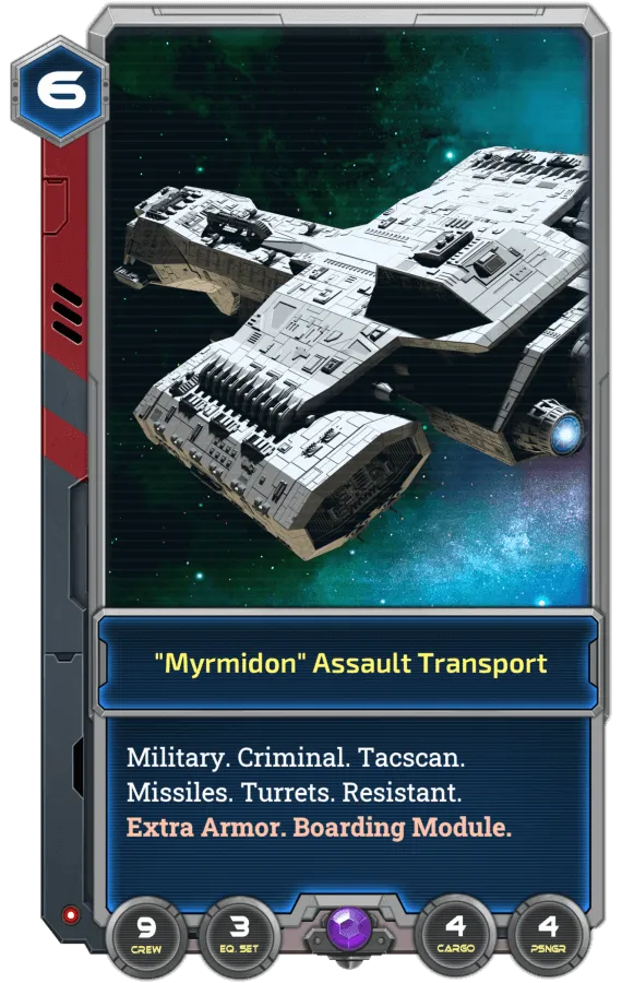 The Myrmidon has an impressive armor, and this will be useful even when landing (or crashing).
