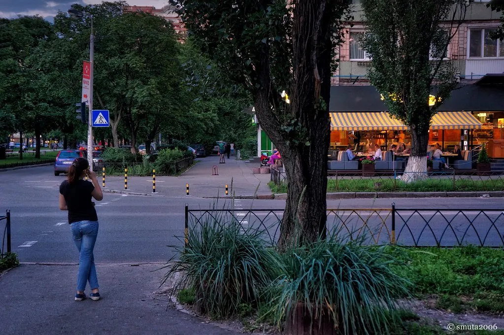 Pedestrian Crossing in the Evening