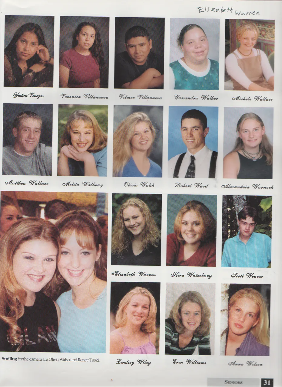 2000-2001 FGHS Yearbook Page 31 Elizabeth Liz Warren Senior.png