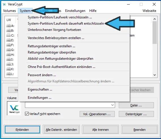 1wählen sie unter system systemlaufwerkpartition dauerhaft entschlüsselnmin.png