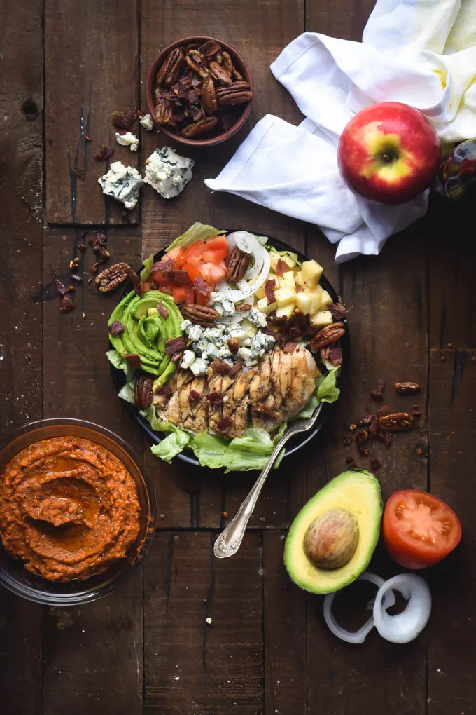 California Grilled Chicken Cobb Salad+Roasted Red Pepper Hummus.jpg