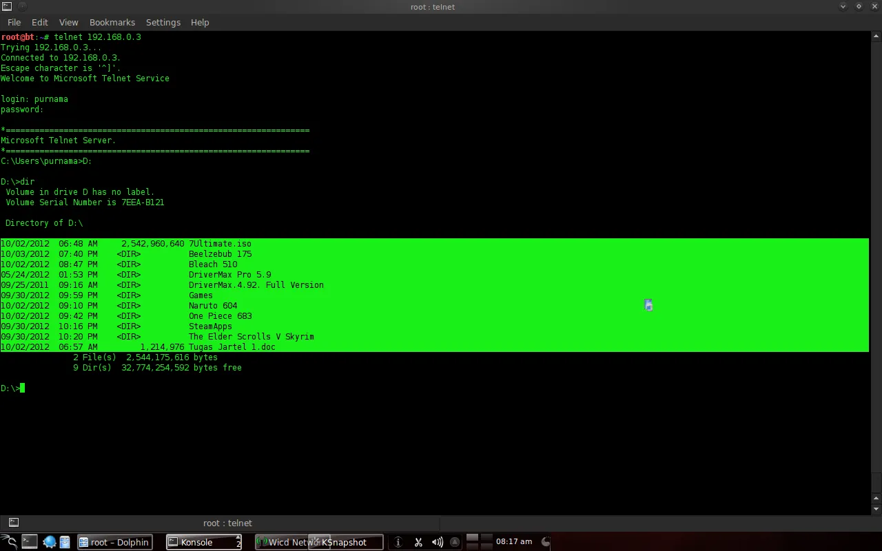 Figure 7. telnet to server.png