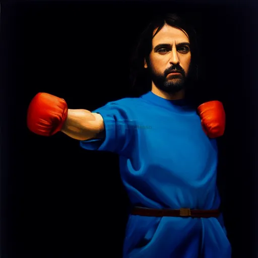 00320-3138105369-((masterpiece)), man, (((holding out fist))), blue jumpsuit, short brown hair, intense stare, high quality, head turned to the s.png