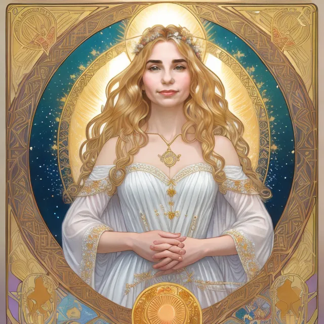 Vana Studio - Portrait of   as the Sun tarot card, ethereal and radiant, gold… 3.png