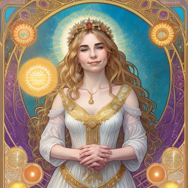 Vana Studio - Portrait of   as the Sun tarot card, ethereal and radiant, gold… 2.png