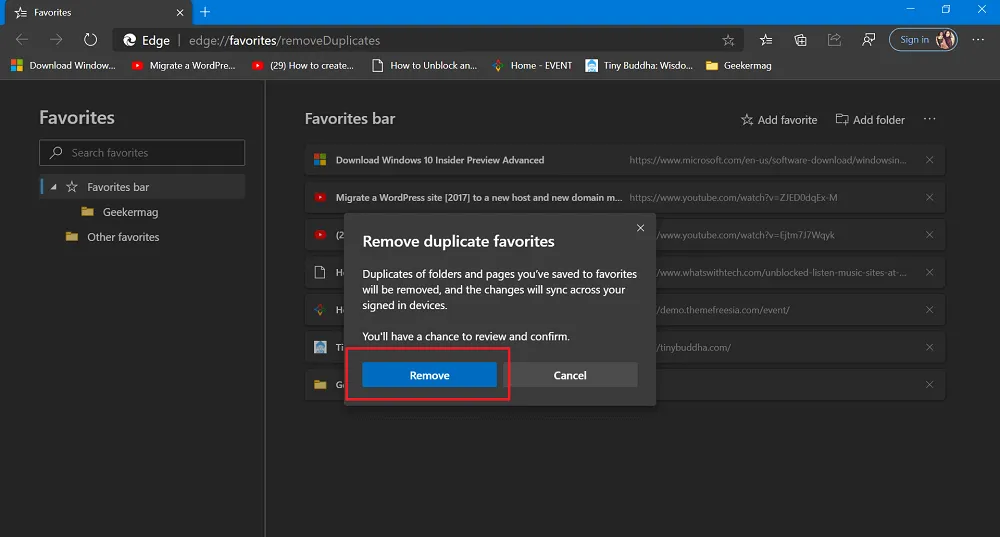 How to Remove Duplicate Favorites in Microsoft Edge Chromium