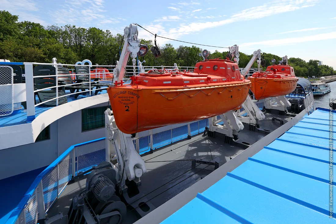 Covered motorboats of the ship Alexander Suvorov