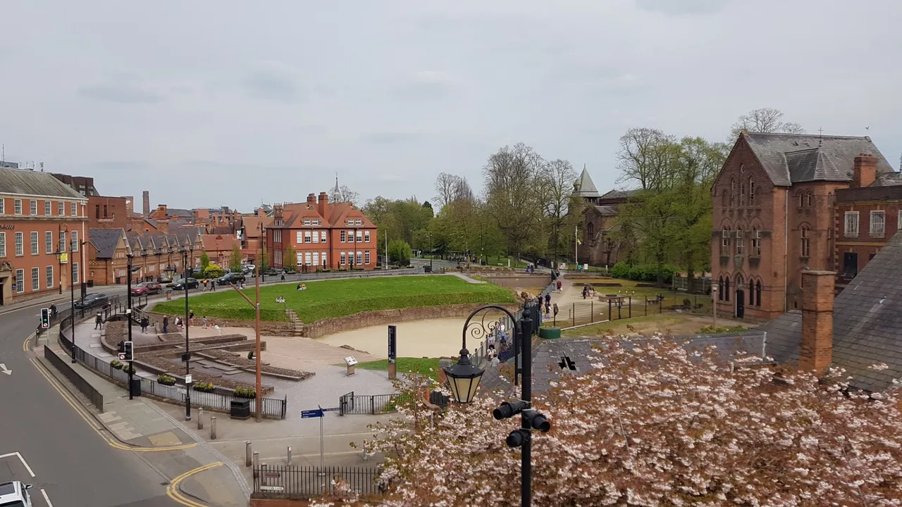 View of the Roman amphitheatre from Newgate.