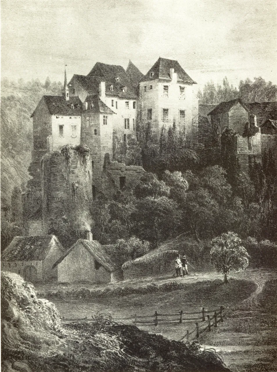 Castelo de Bourglinster, desenho de Nicolas Liez (1834)